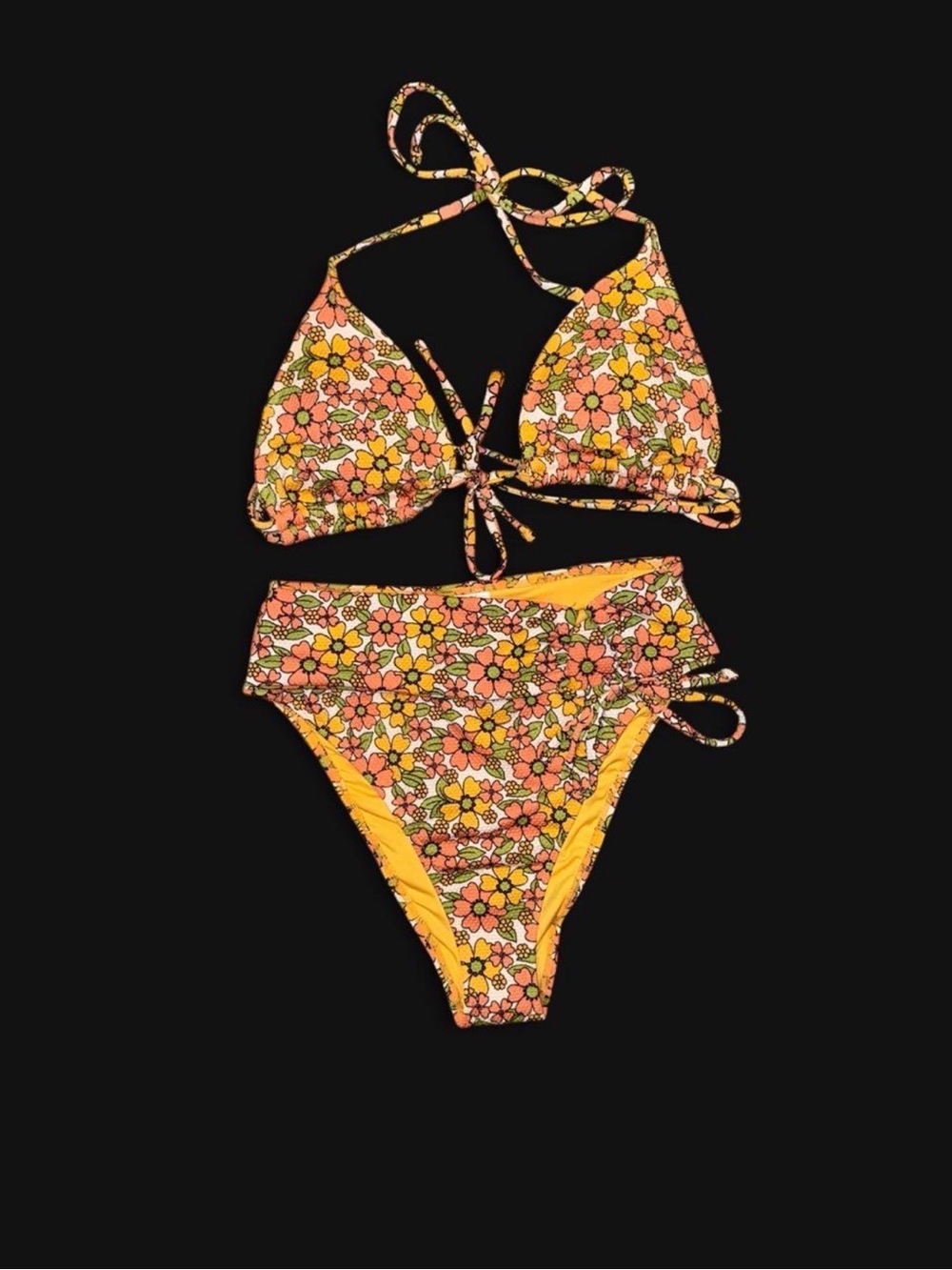 NEW w/o Tag | Forever 21 Yellow Floral String Bikini Set